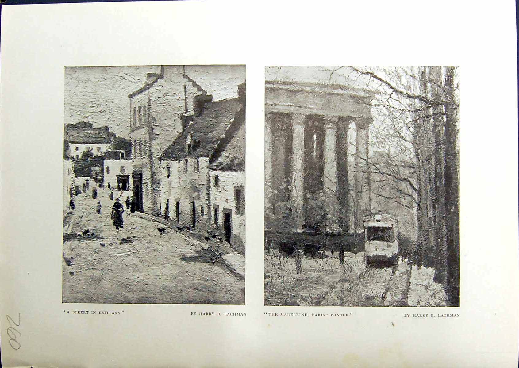 Antique Print Street Brittany Lachman Madeleine Paris Mountains France1914 20th