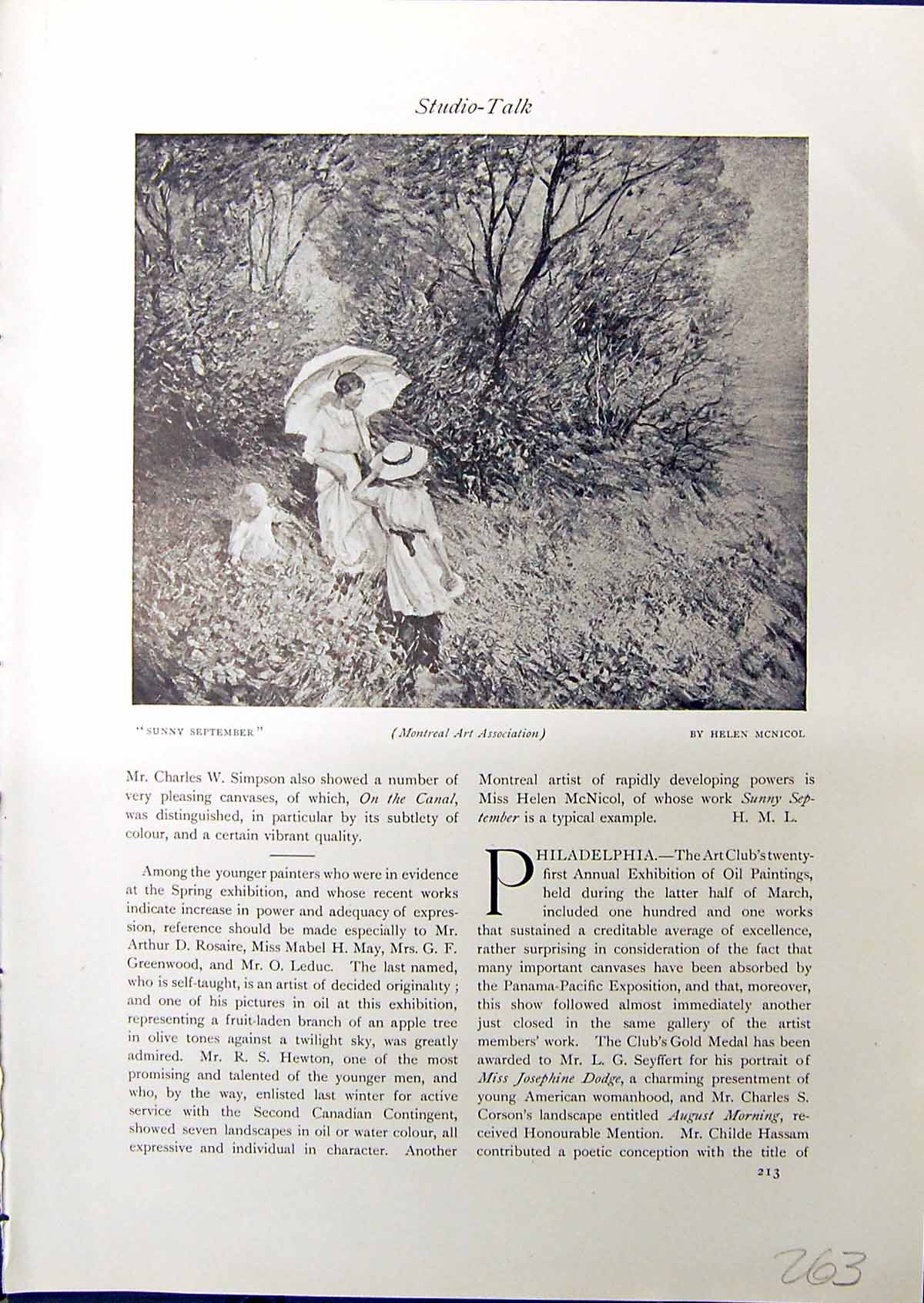 Antique Old Print Sunny September Helen Mcnicol Saw Mill Maurice Cullen 1914