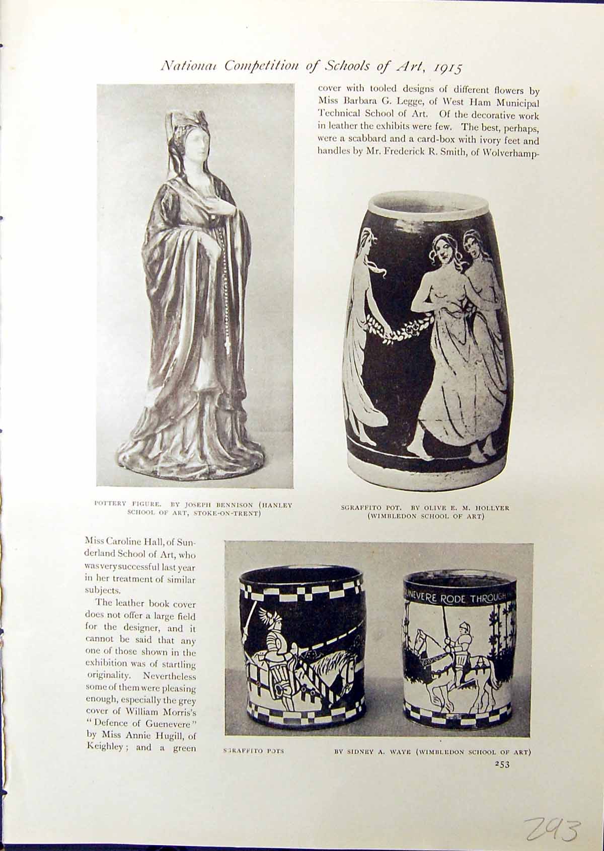 Old Pottery Bennison School Art Sgraffito Pots Brass Dish 1914 School 20th