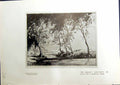 Original Old Antique Print Brook Trees William Robins Barn Farmyard 1914 20th