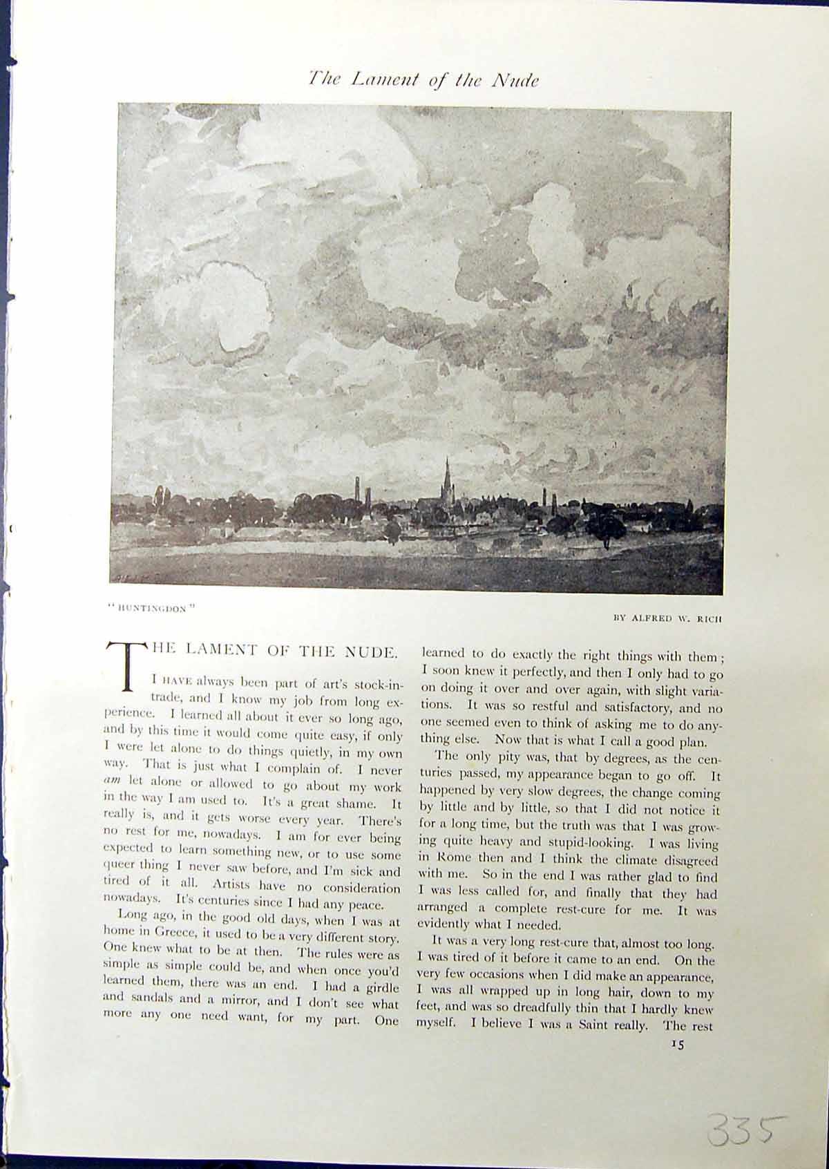 Antique Old Print 1914 View Huntingdon Alfred Rich South Croydon Architecture