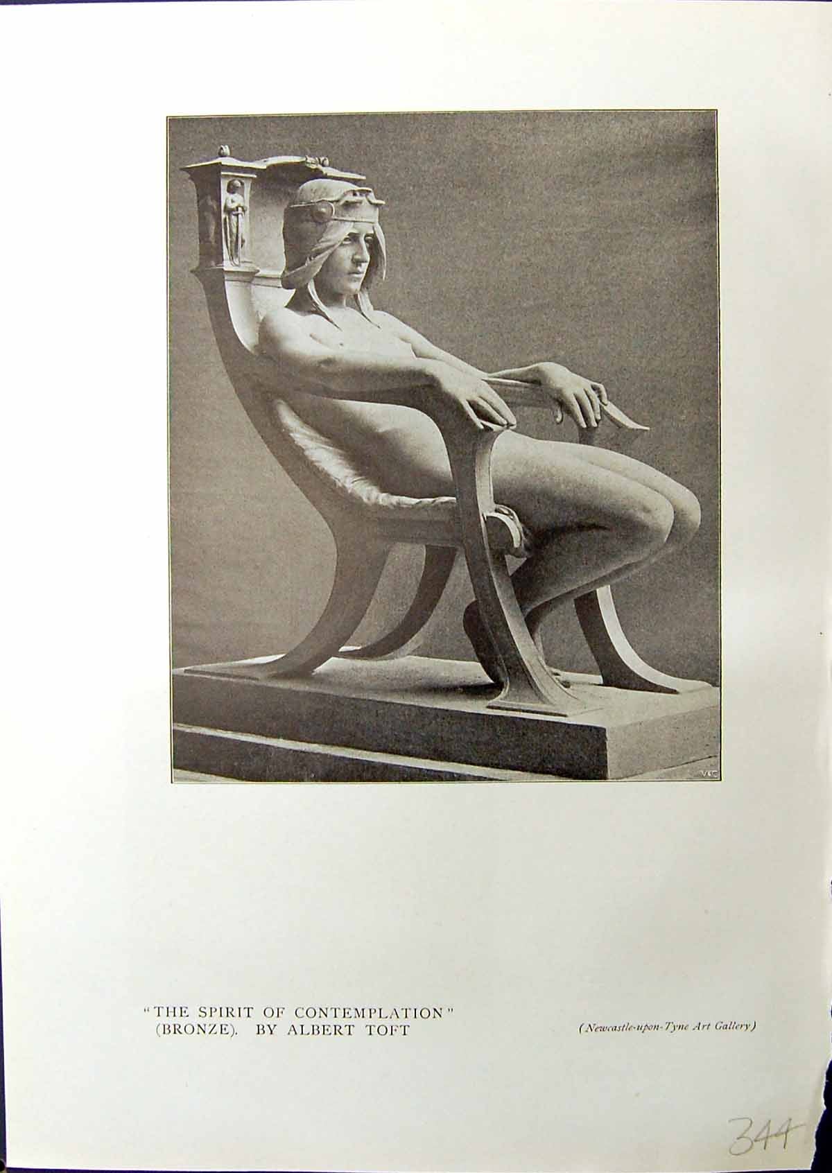 Old Print Spirit Contemplation Bronze Albert Tt 1914 Bust George Frampton 20th