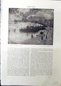 Antique Print Salute Couchant Venise Boats Emile Claus 1914 Ecluse Zeeland 20th