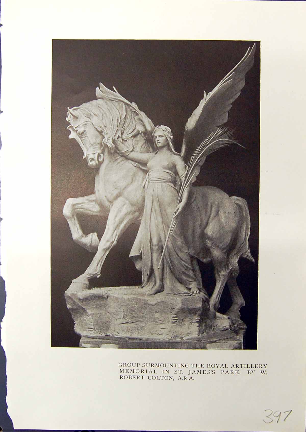 Old Print Sculpture Royal Artillery James'S Park Colton Lord Roberts 1914 20th