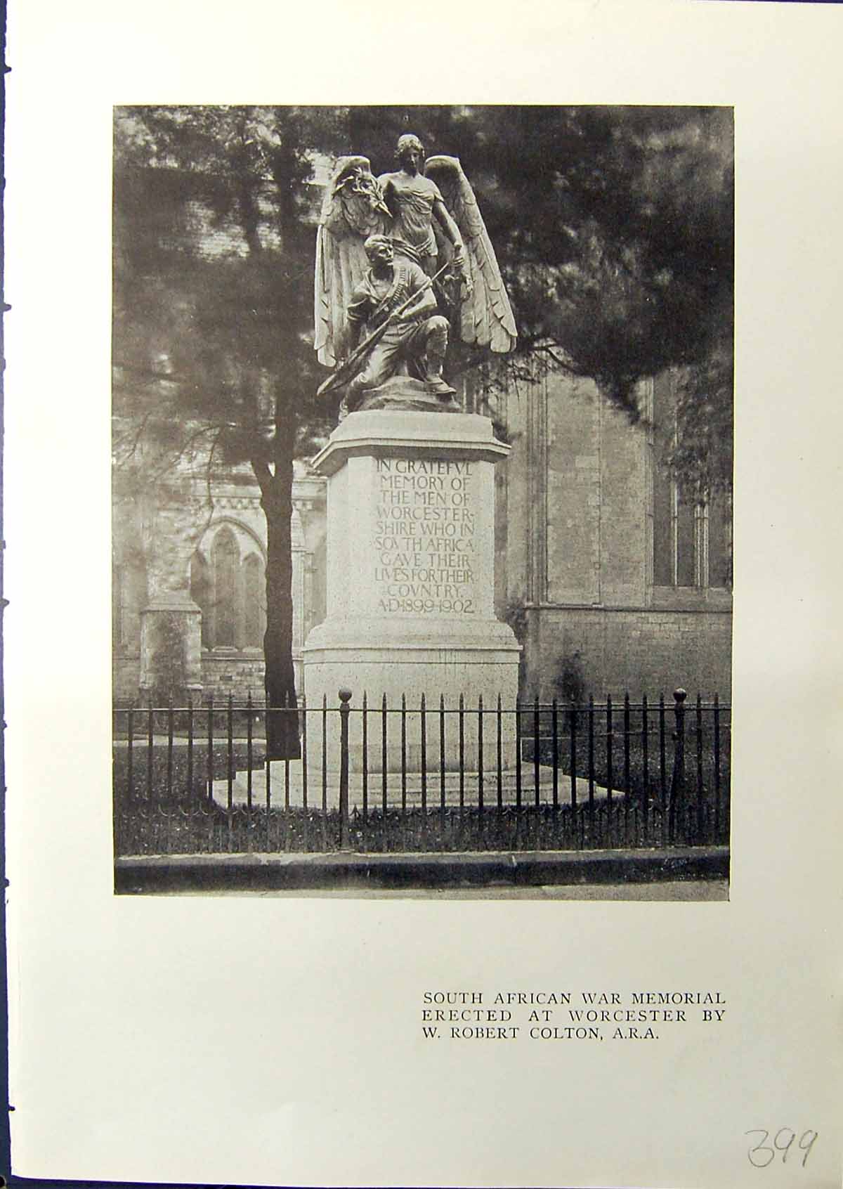 Old African War Memorial Worcester Colton Horses Ploughing Allan 1914 20th