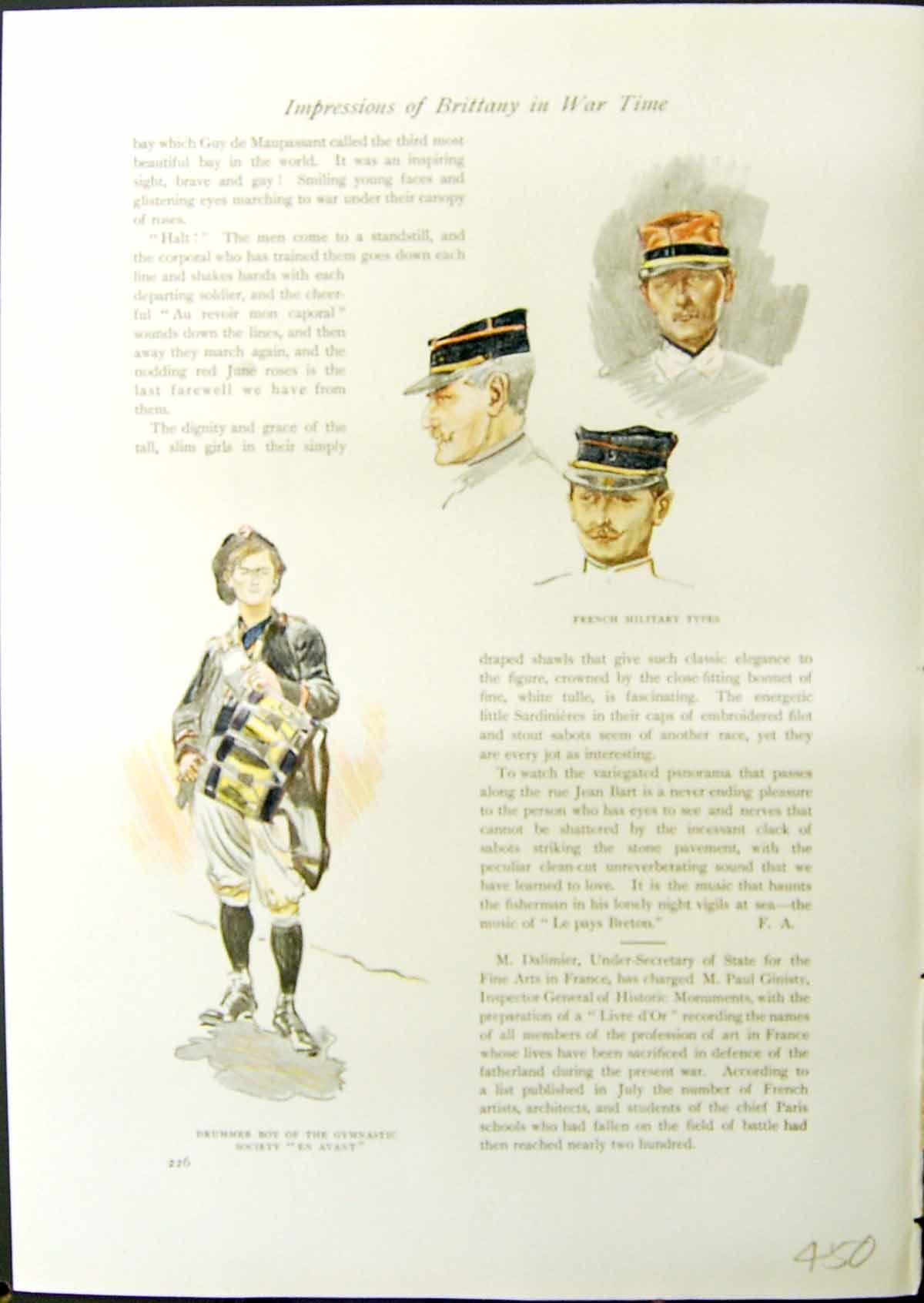 Old Brittany War French Military Drummer Boy Pont Aven Quimperle 1914 20th