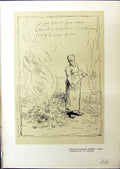 Original Old Antique Print Peasant Burning Weeds Millet 1914 Colour 20th
