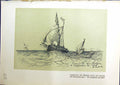 Old Antique Print 1914 Barques Peche Dans Golfe Ships Marseilles Suchet 20th