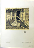 Original Old Antique Print Cottage Netrance Family Home Sydney Lee 1914 Colour
