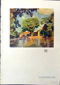 Old Antique Print Village Pond Upton Grey Trees Emile Claus 1914 Colour 20th