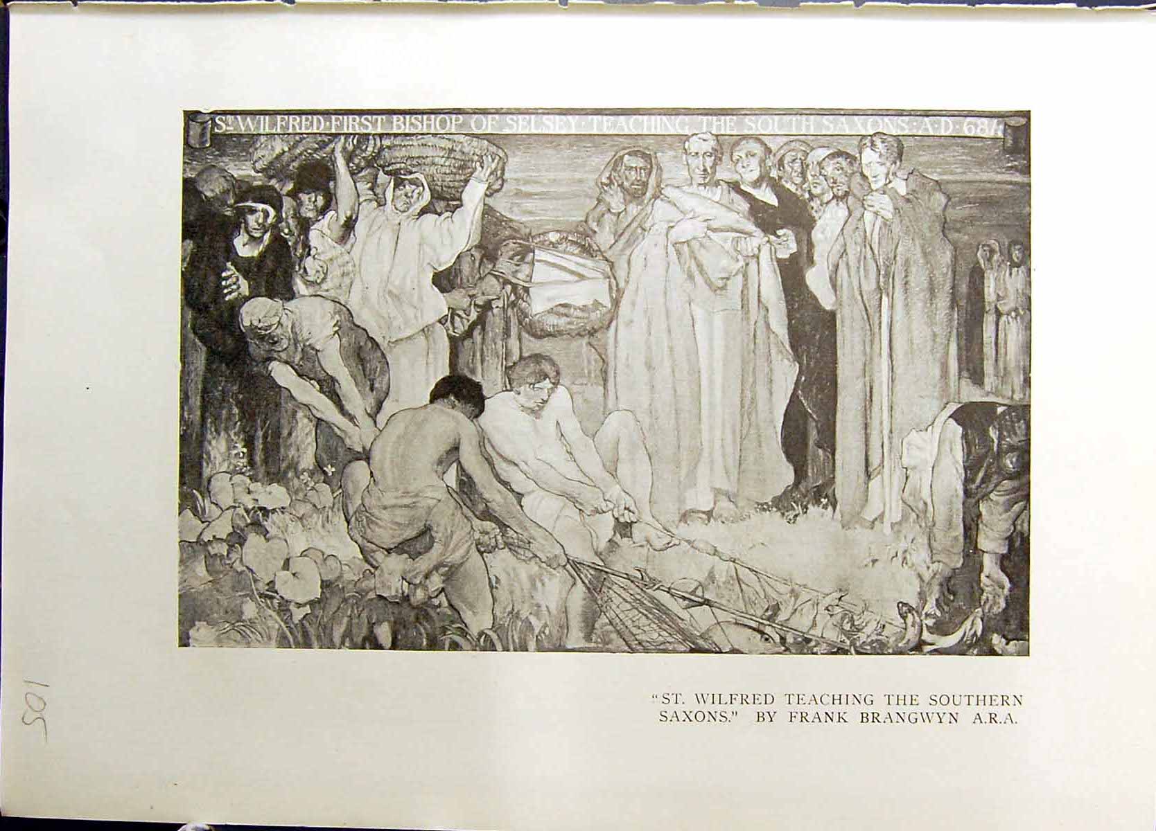 Old 1915 St. Wilfred Teaching Southern Saxons Brangwyn Ambrose Traini 20th