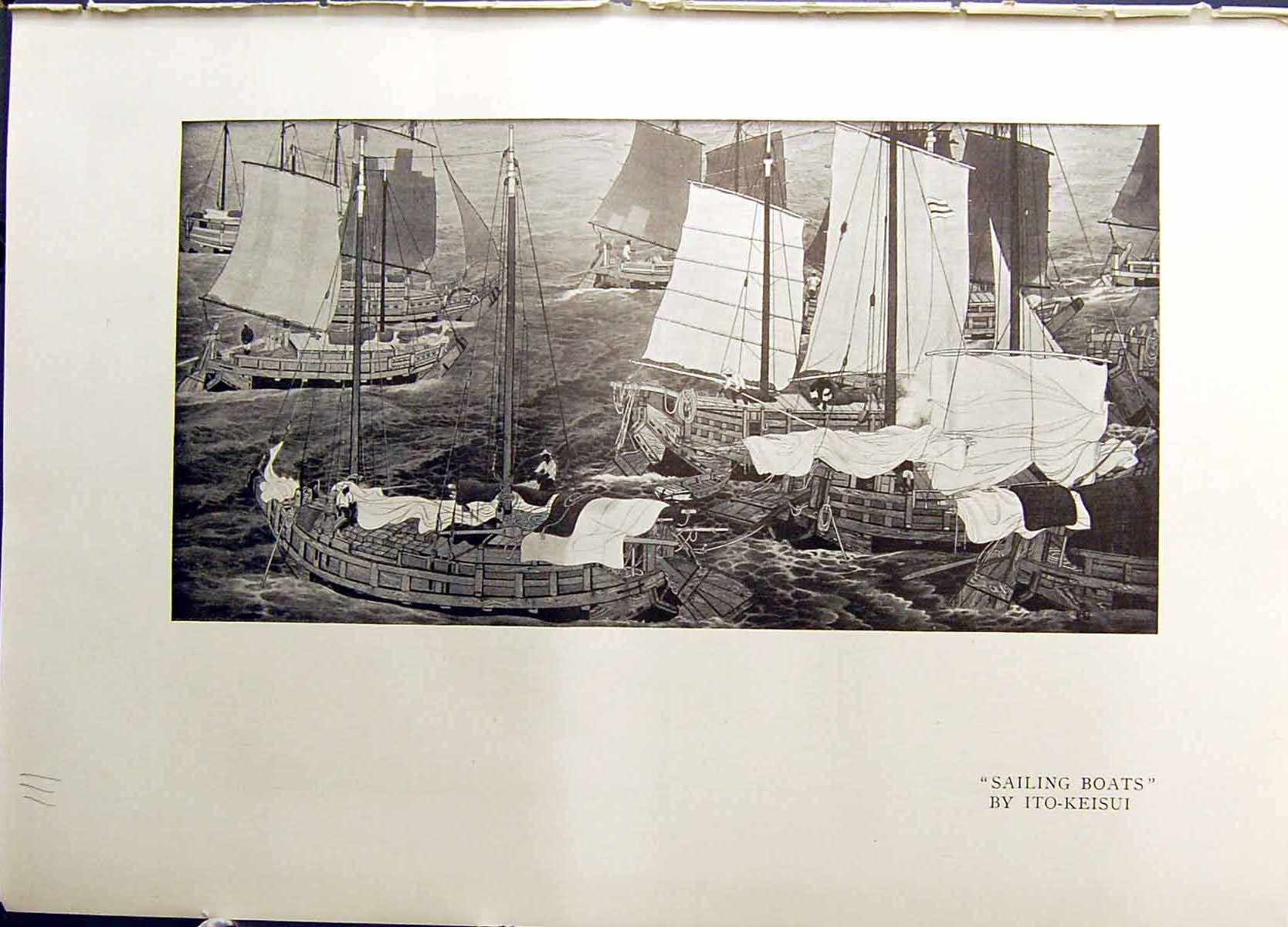 Old Studio 1915 Sailing Boats Ito-Keisui Summer Morning Inland Sea Ma 20th