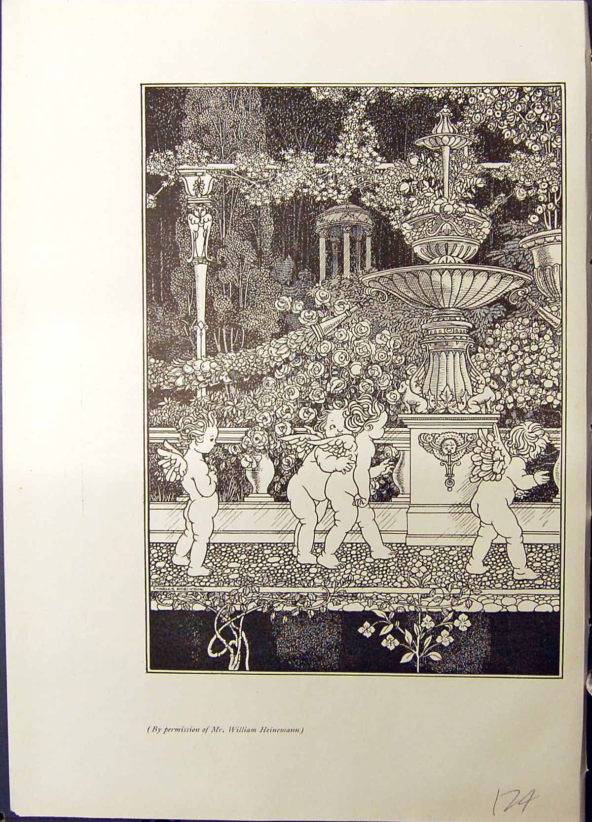 Old Studio 1915 Charles Robinson End-Paper Design Shelley'S Sensitive 20th