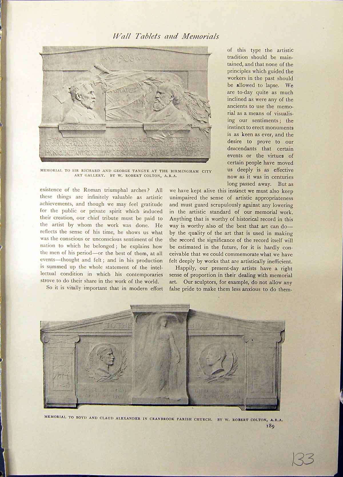 Old Studio 1915 Memorial Richard Tangye Boyd Alexander Cranbrook Chru 20th