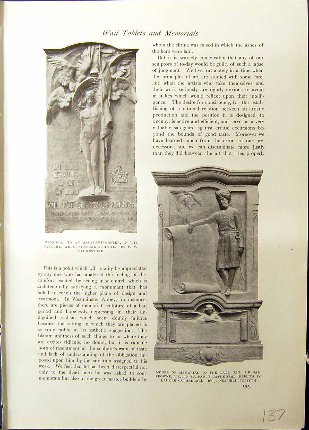 Old Memorial Abbotsholme School Browne Paul'S Cathedral Lang Selkirk