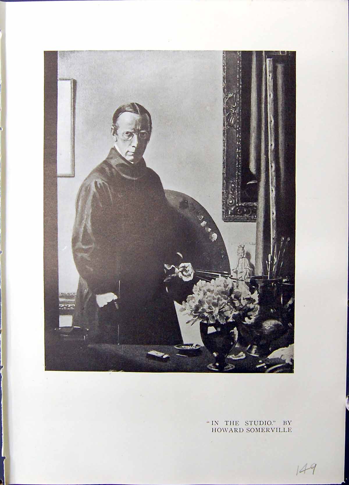 Antique Old Print Man Art Studio Somerville Undine Arthur Rackham Studio 1915