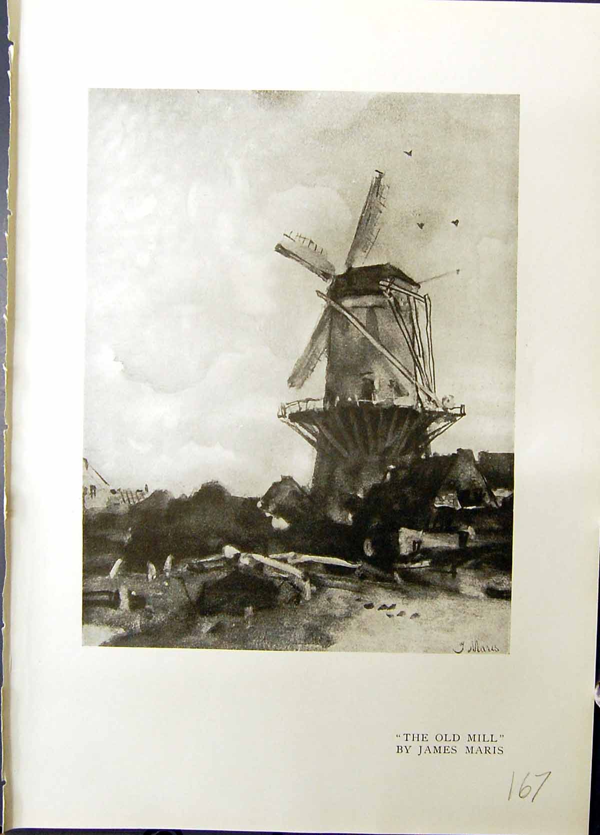 Antique Print Windmill Mill James Maris Wheel Fortune Burne-Jones Studio 19