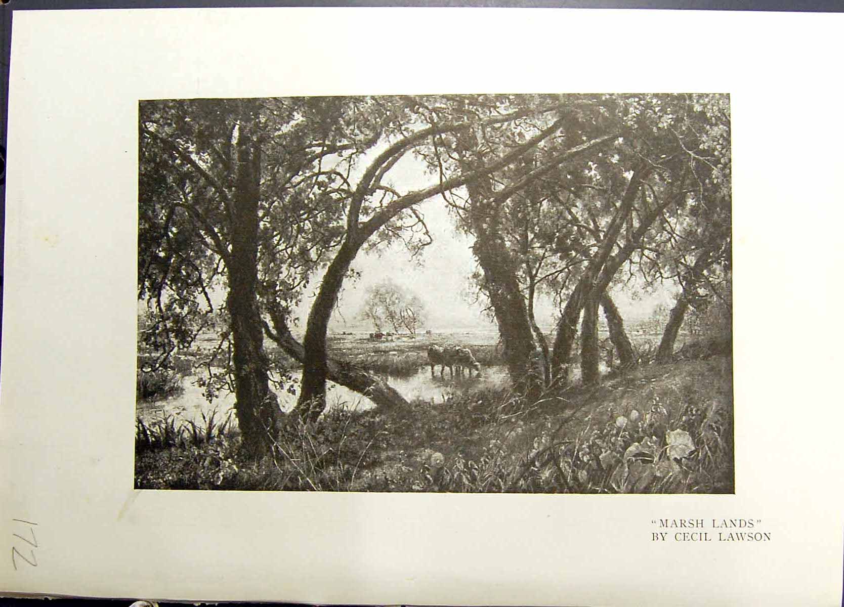 Old Marsh Lands Trees Animals Cecil Lawson Raiders Milking Time Cows