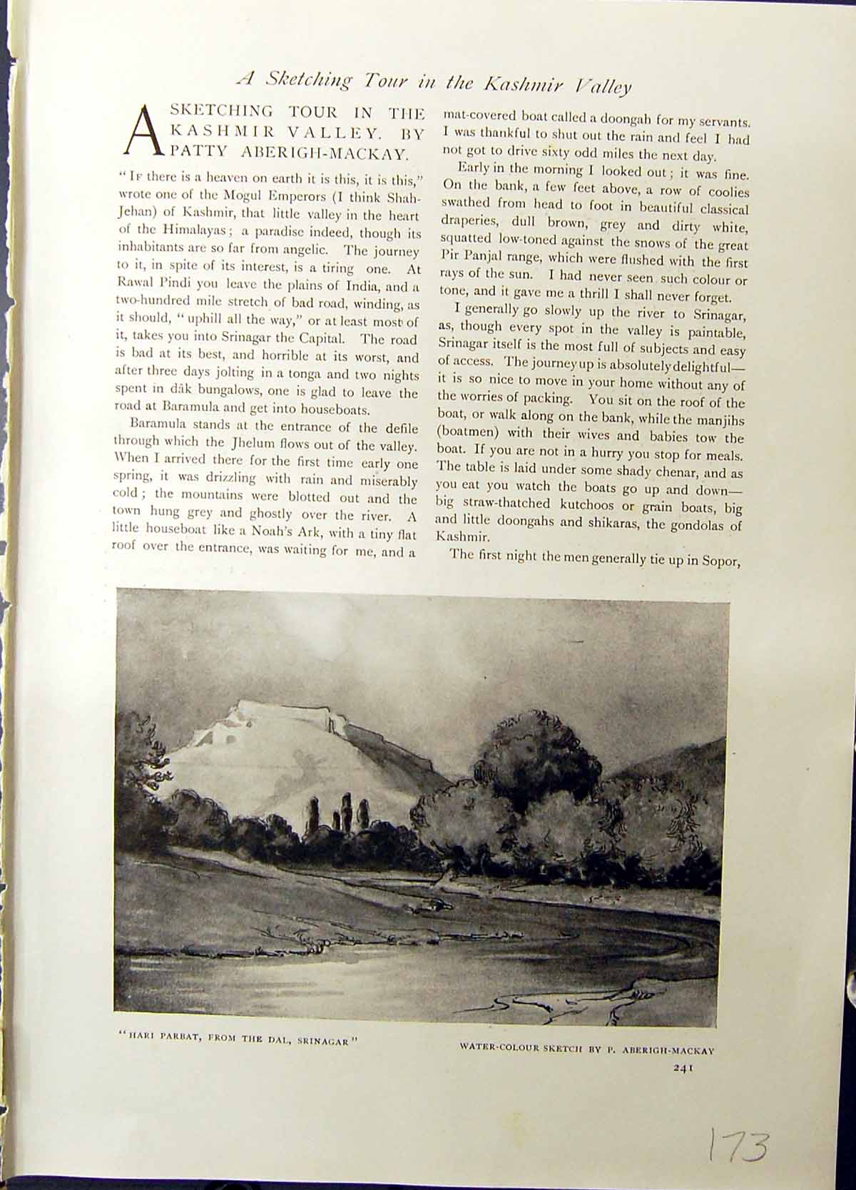 Old Studio 1915 Hari Parbat Dal Srinagar Aberigh-Mackay Native Woman 20th