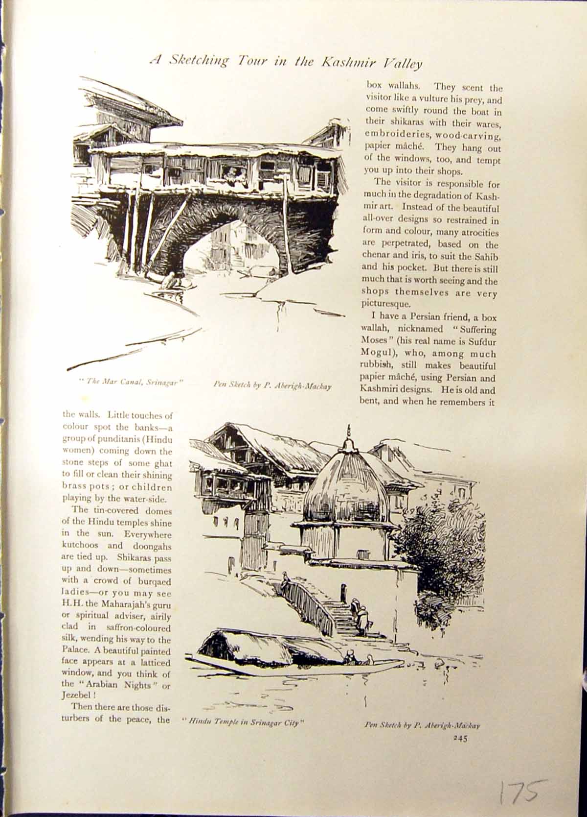 Old Mar Canal Srinagar Hindu Temple Kashmir Valley Tsrarr Aberigh-Mac