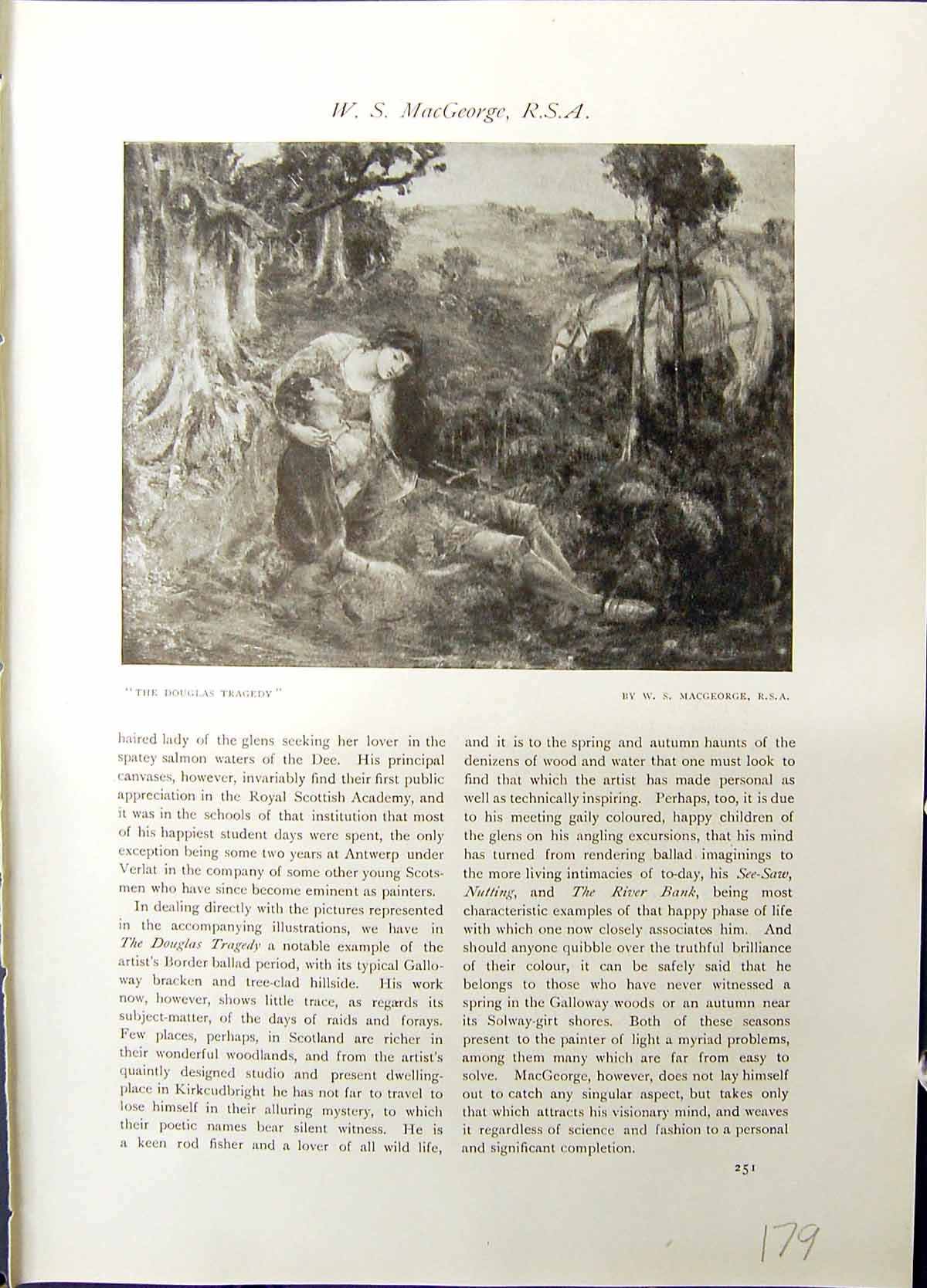 Old Studio 1915 Douglas Tragedy Macgeorge William Mouncey Painting Ar 20th