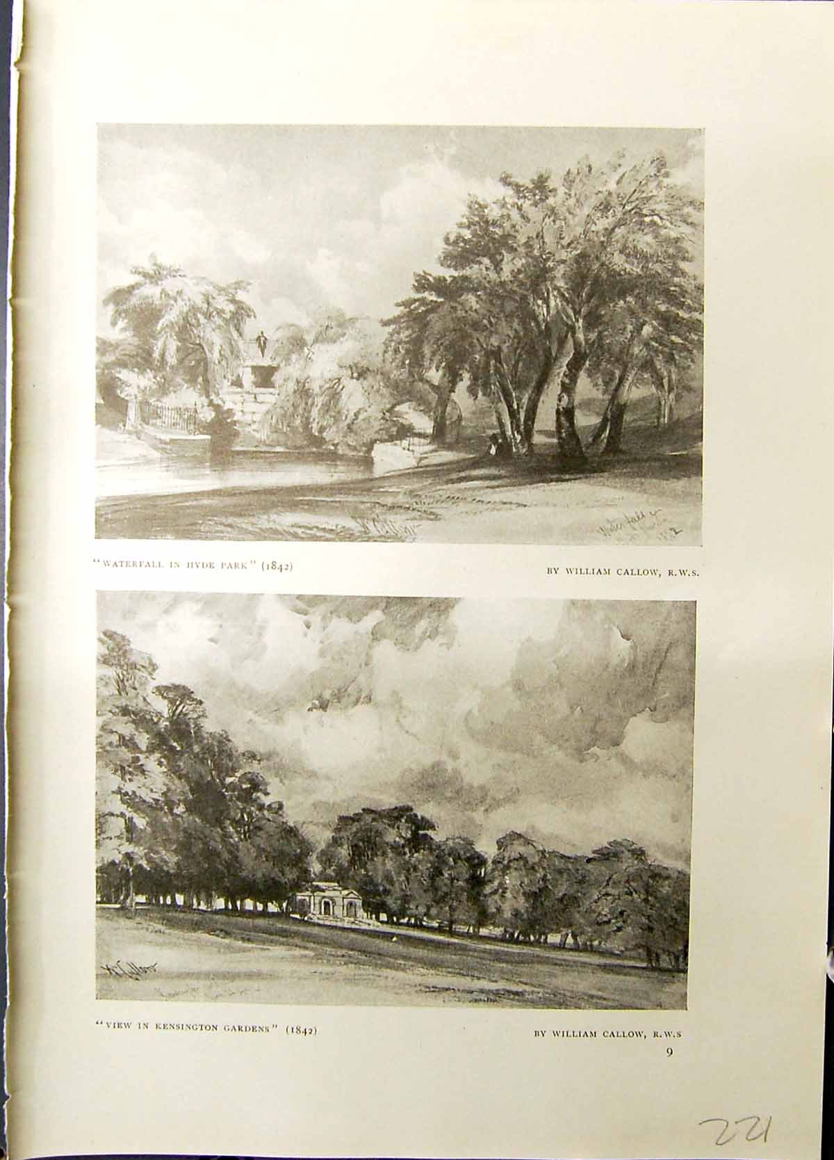 Old Studio 1915 Waterfall Hyde Park Callow Kensington Gardens Regent' 20th