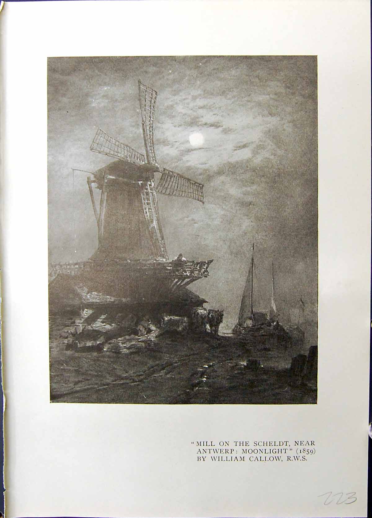 Old Studio 1915 Windmill Scheldt Antwerp William Callow Canale Barata 20th