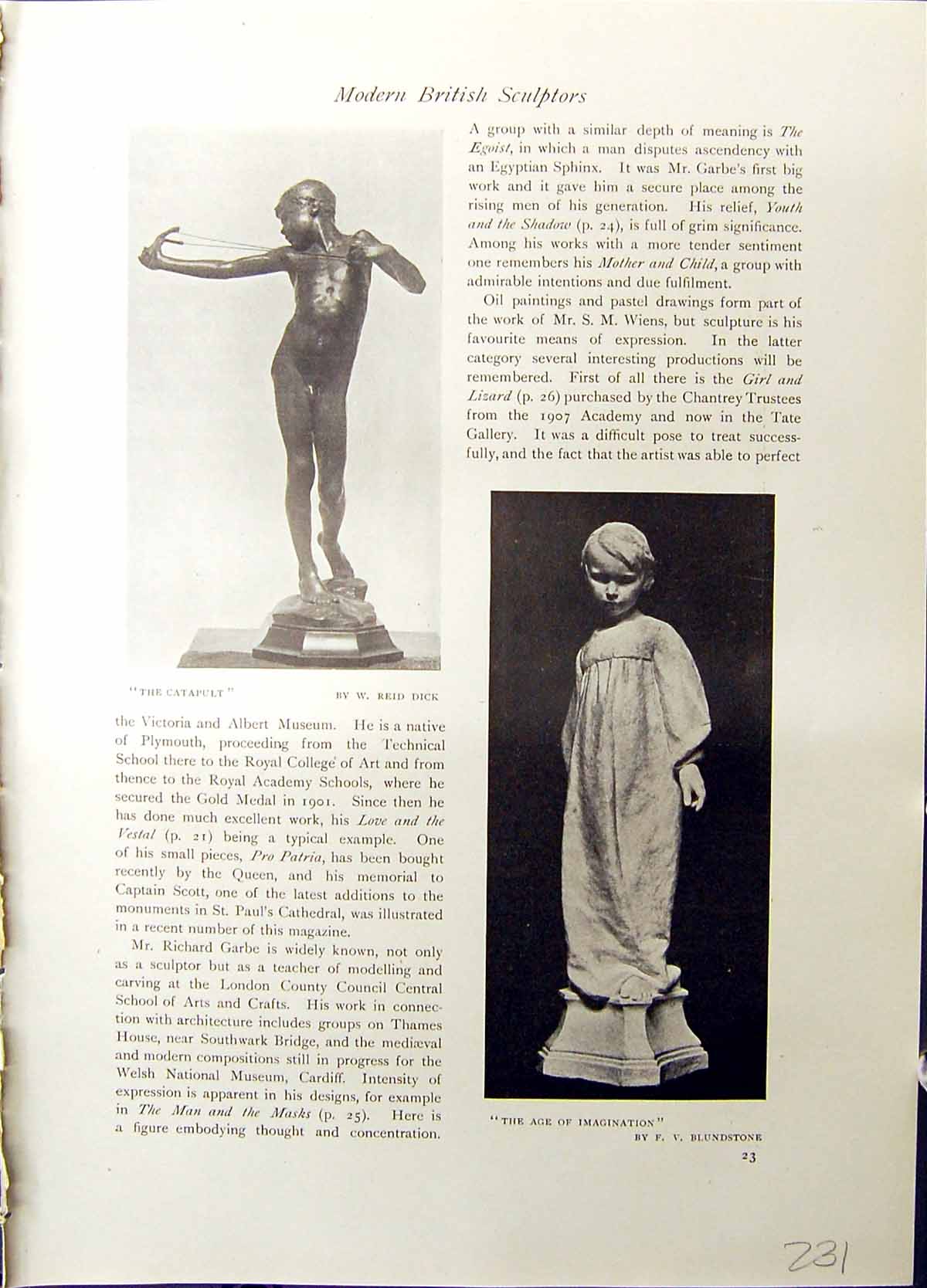 Old Studio 1915 Sculpture Catapult Age Imagination Youth Shadow Salam 20th