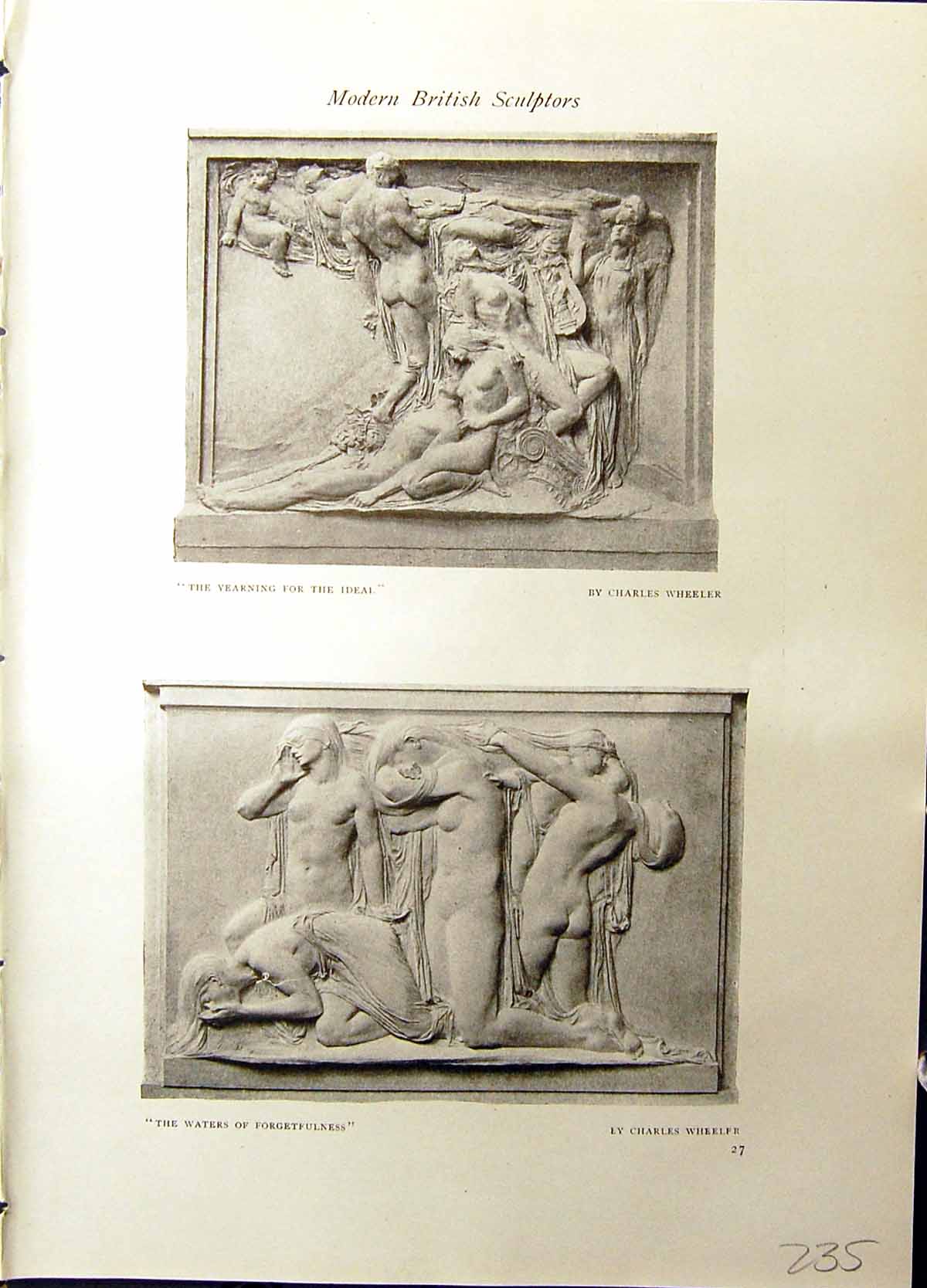 Old 1915 British Sculpture Waters Forgetfulness Charles Wheeler Fate 20th