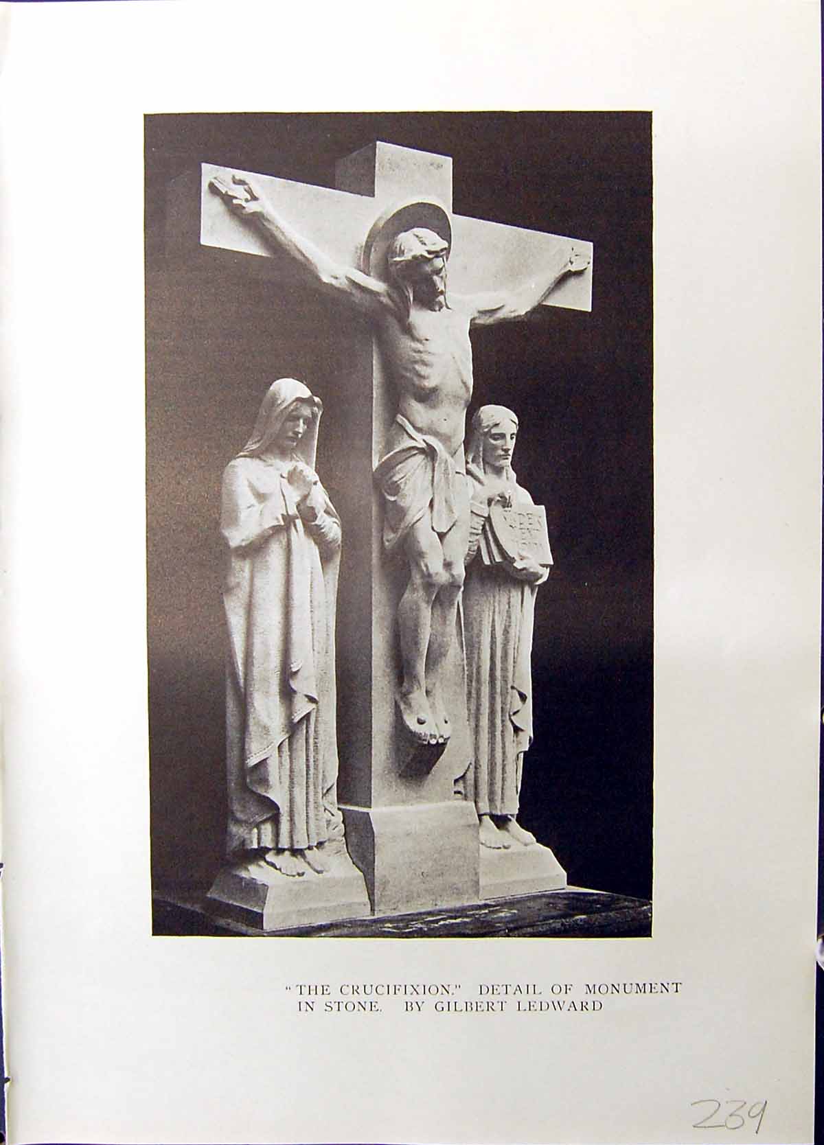 Old Studio 1915 Crucifixion Detail Monument Stone Ledward Ming Lady C 20th