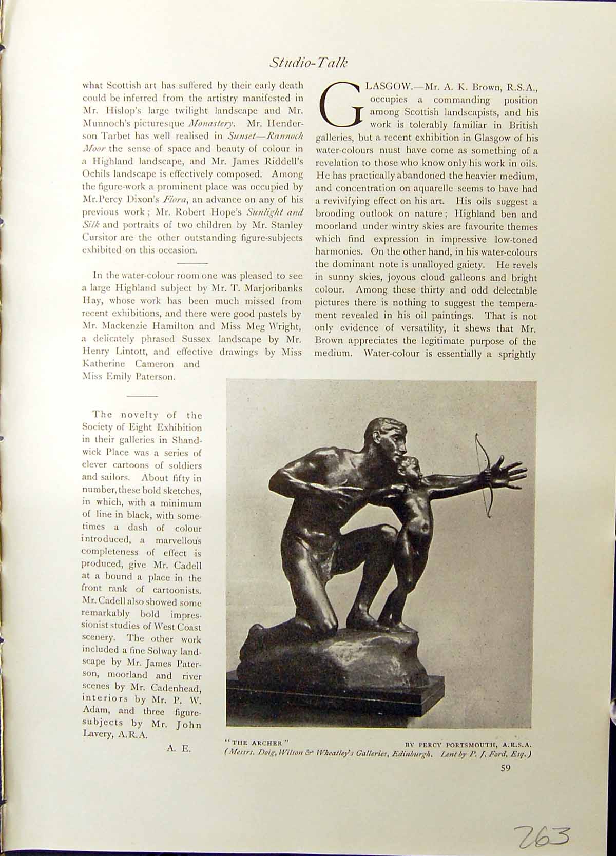 Old Studio 1915 Archer Bronze Percy Portsmouth Benderloch Moor Mounta 20th