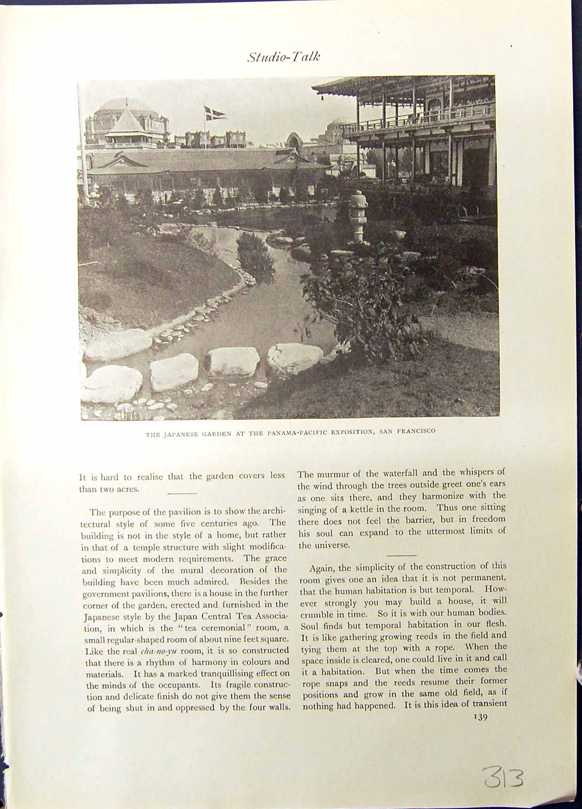 Old 1915 Japanese Garden Panama-Pacific Exposition San Francisco Cha- 20th