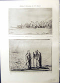 Antique Old Print Bauer Plain Jordan Religious Scene Cain Abel Studio 1915 20th
