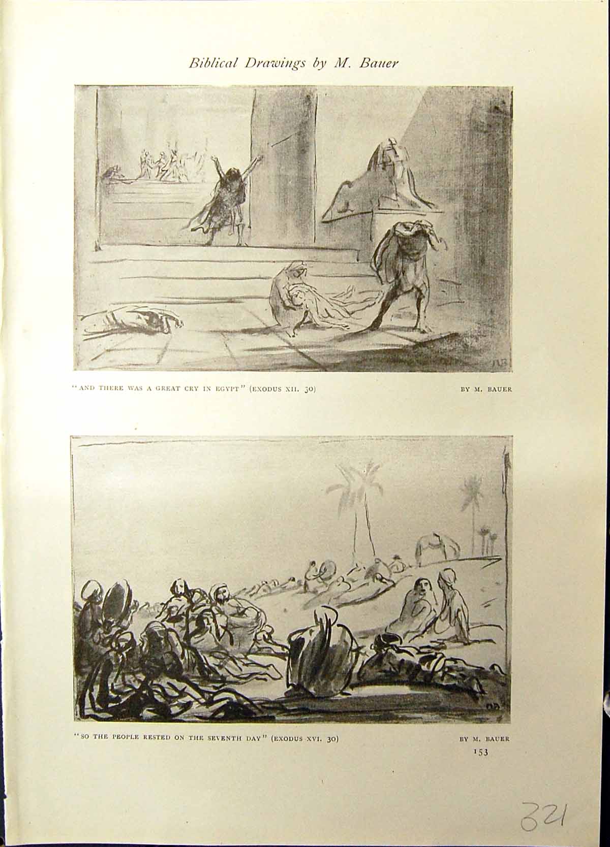 Old Bauer Egyptian People Sketch Jacob Praying Abram Departed Studio