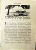 Old Studio 1915 Roman Fountains Praetorius Fontana Tritone Barberini 20th