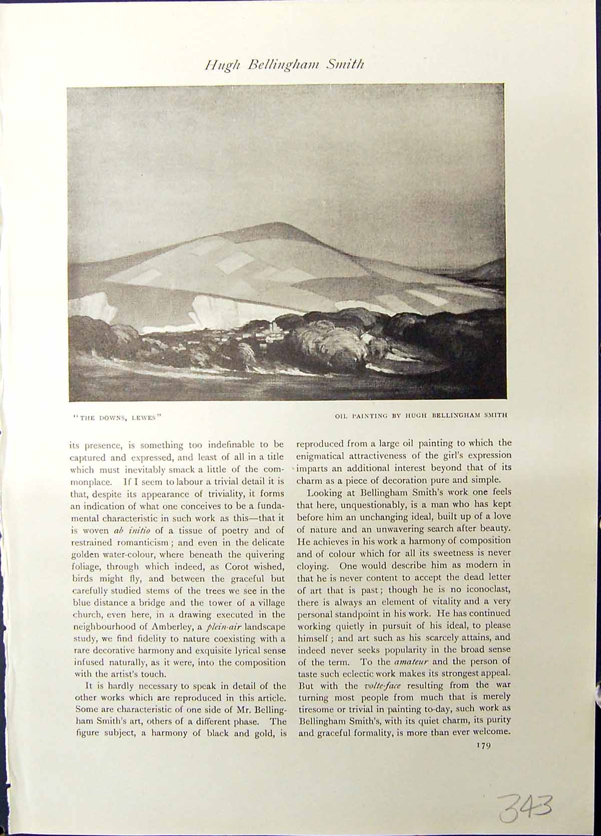 Old View Downs Lewes Hugh Smith Crinoline Lady Bellingham Smith Studi