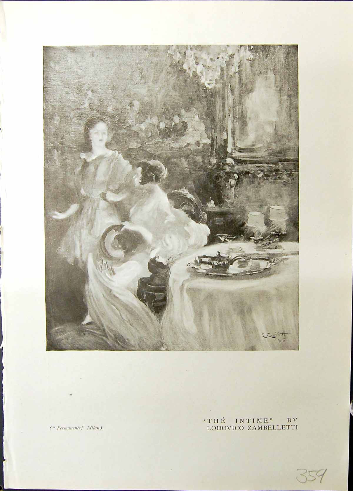 Old Studio 1915 Intime Lodovico Zambelletti Women Tea-Time Brook Autu 20th