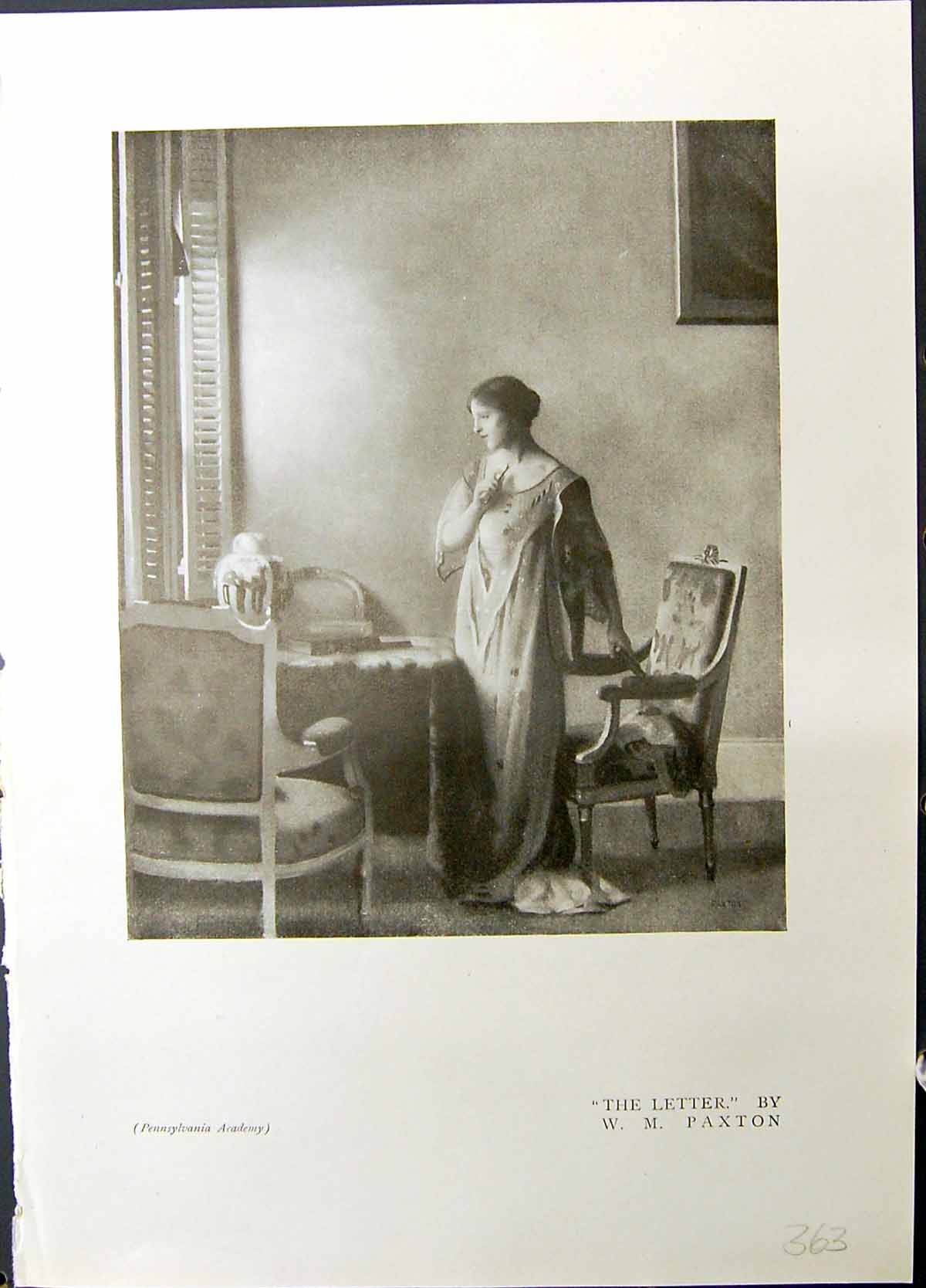 Old Print Beautiful Woman Letter Paxton Valley Birds Pearson Studio 1915 20th