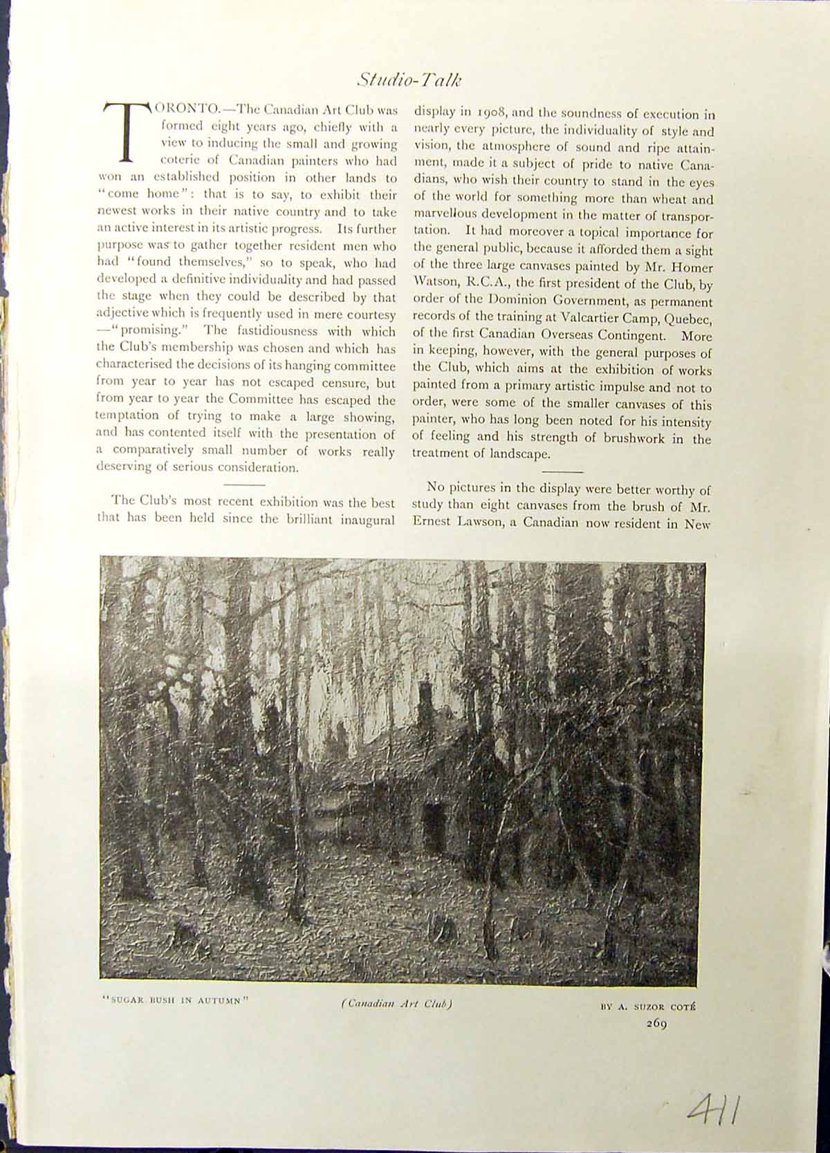 Old Sugar Bush Autumn Trees House Village Street Snow Suzor Cote Stud