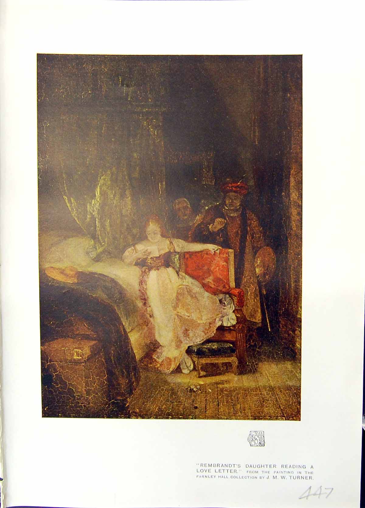 Antique Old Print Rembrandt Daughter Reading Love Letter Turner Studio 1915