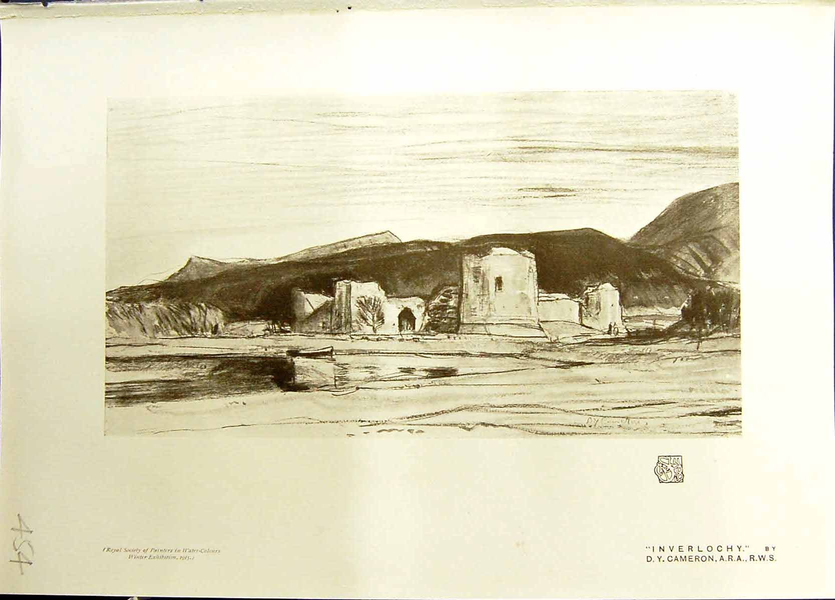 Original Old Antique Print Studio 1915 View Inverlochy Mountains Cameron 20th