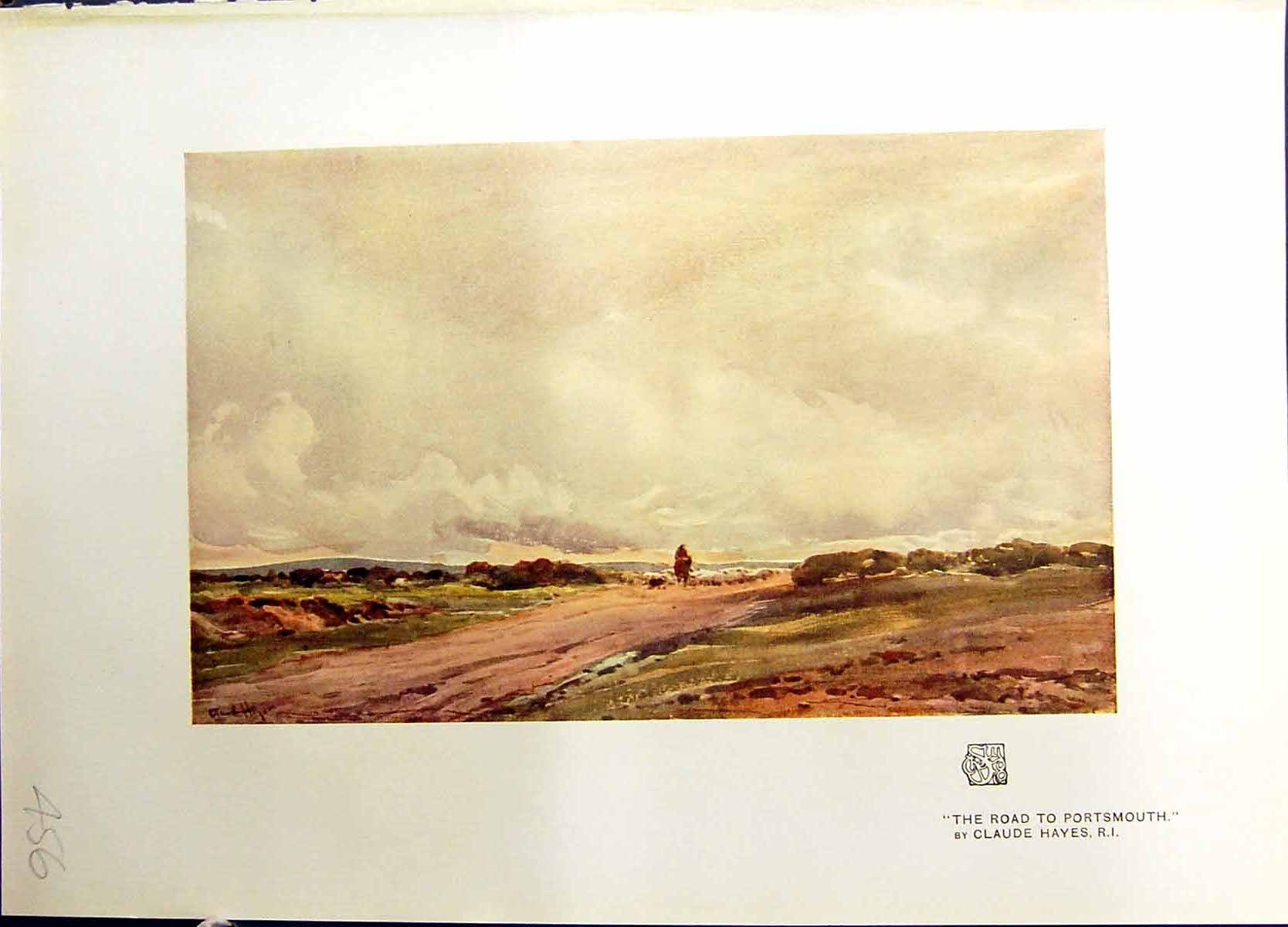 Old Antique Print Colour Road Portsmouth England Calude Hayes Studio 1915 20th