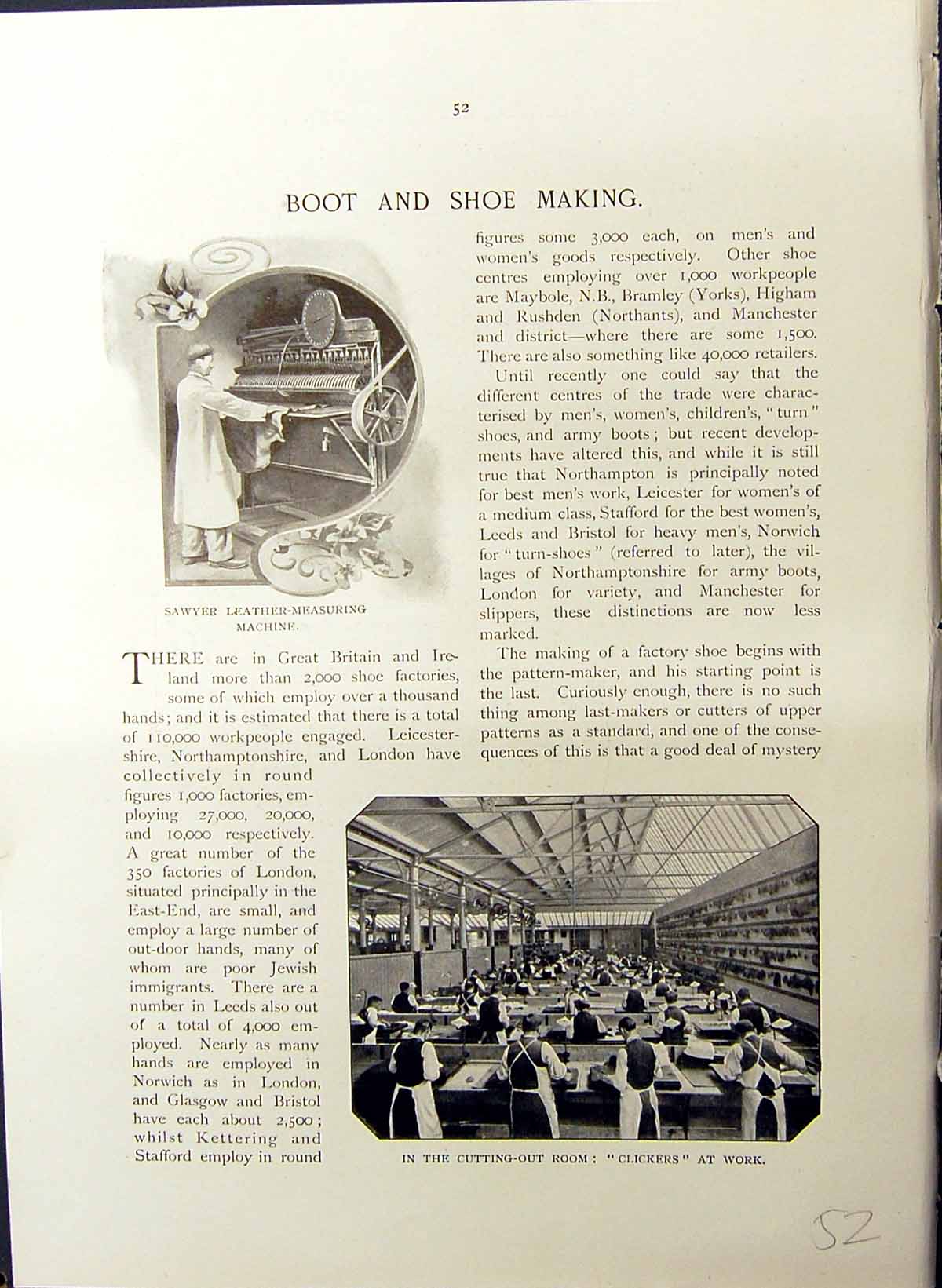 Old Boot Shoe Making Sawyer Leather Buttonhole Machine Britain Work C
