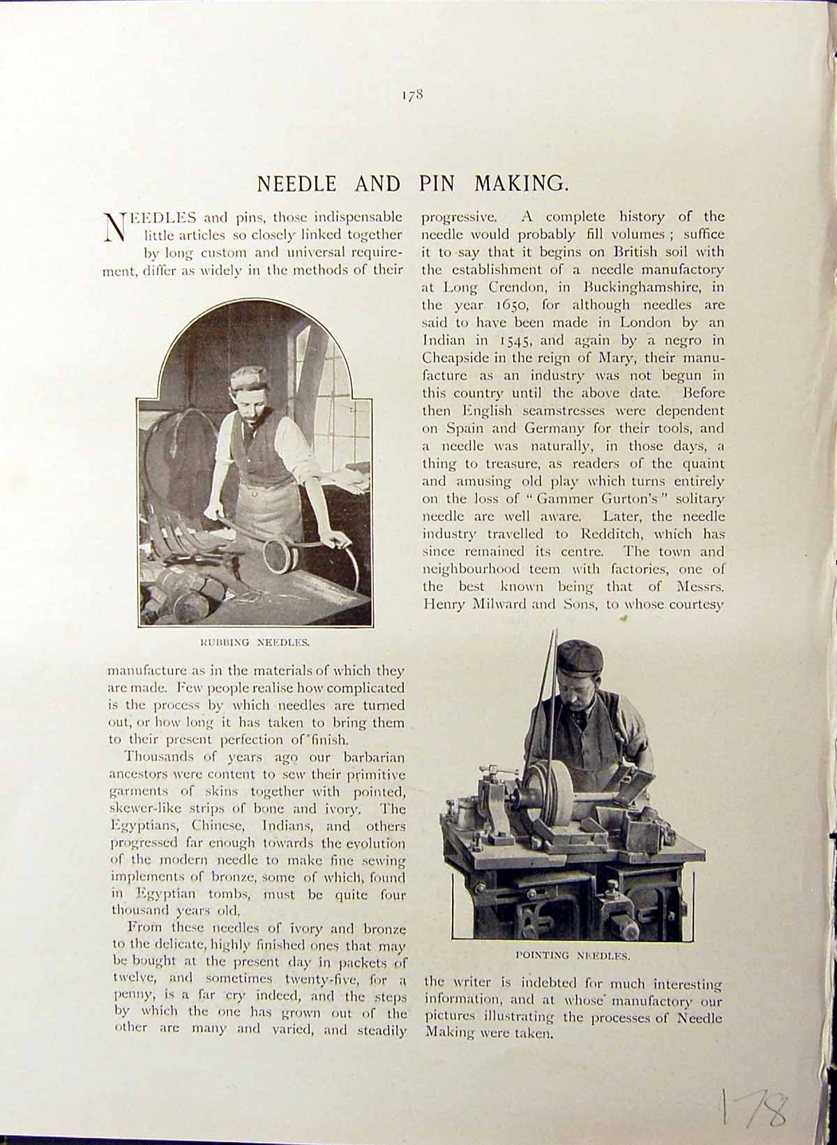 Old Britain Work C1910 Neddle Pin Making Machine Handing Finishing Wh 20th