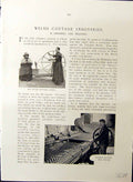 Old C1910 Welsh Cottage Industries Spinning Wheel Carding Weaving Mac 20th