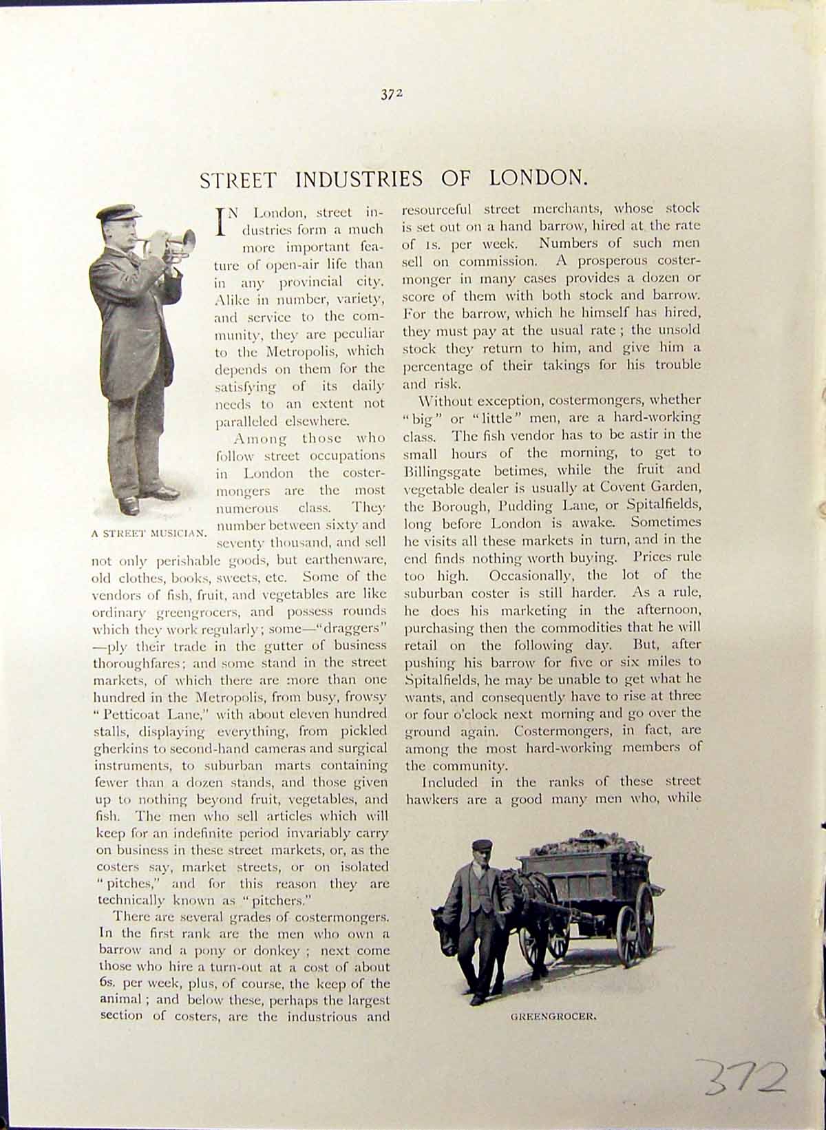 Old Britain Work C1910 Street Industry London Greengrocer Musician Pe 20th