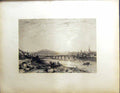 Old Beattie Engraving Scotland C1836 Berwick Bridge Boats Finden Balm 19th
