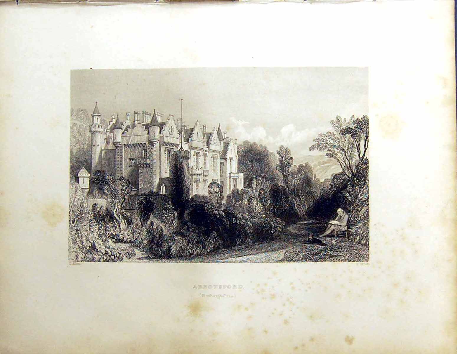 Old Beattie Engraving Scotland C1836 Abbotsford Roxburghshire Prior A 19th