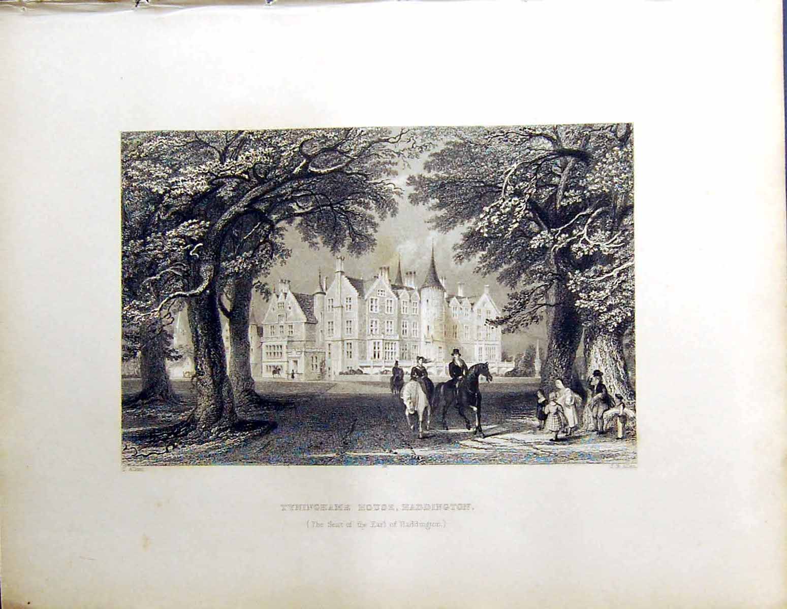 Old Beattie Engraving Scotland C1836 Tyninghame House Haddington Earl 19th