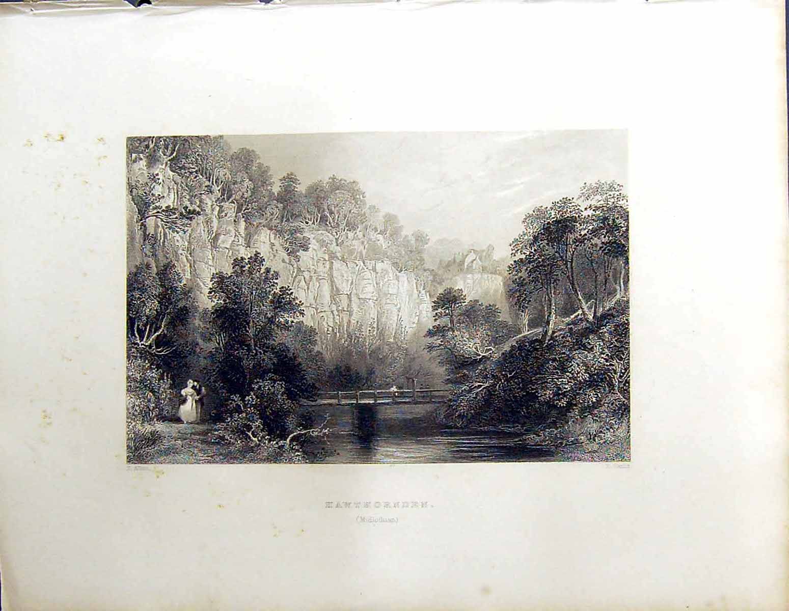 Old Hawthornden Midlothian Beattie Engraving Scotland C1836 Sands All 19th